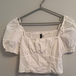 H&M White Puff Sleeve Blouse